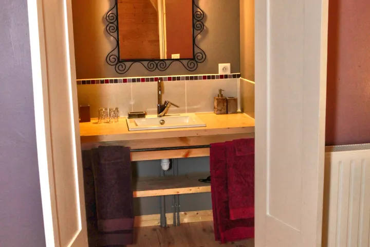 de kamer Fruits des Bois - toilet, douche en wastafel in de kamer